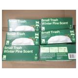 6 30 Count 4 gallon trash bags...