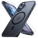 $18 Miracase Magnetic for iPhone 16 Case with 2X Screen Protectors Compatible with MagSafe Slim Thin Phone Case Military-Grade Protected for iPhone 16 Cover Bumper, Black