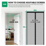 $24 HOFUDON Upgraded Magnetic Screen Door Mesh, Full Strip Magnets, Heavy Duty Fiberglass Mesh, Door Screen Magnetic Closure for Single Door Size 36 x 82 Inch, Screen Door Size 38 x 84 Inch Black