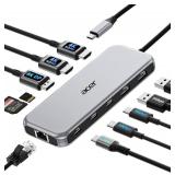 $48 Acer Laptop Docking Station 3 Monitors, 11-in-1 USB C Docking Station with 8K DP, HDMI 4K@60Hz, 10Gbps Data, 1 Gbps Ethernet Hub, 100W Power Delivery, SD/TF, USB C Hub Multiport Adapter for Laptop