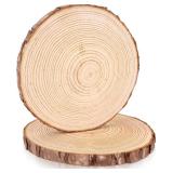 $15 FSWCCK 2 Pack Nature Unfinished Round Wood Slices, 8-9 Inches Wooden Circle, Large Wood Slabs for Weddings Centerpieces Decor and DIY Painting Crafts (8'-9')