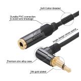 $12 CableCreation 3.5mm Headphone Extension Cable 10FT/3m, TRRS Audio Stereo Jack, Right Angle Auxiliary HiFi with Silver-Plating Copper, 24K Gold Plated (Microphone) for Car Stereos, Speaker