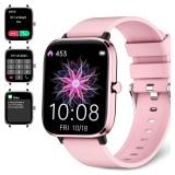 $16 Smartwatch for Women - Call, Fitness Tracker, Heart Rate & Sleep Monitor, 1.69' Touch Screen, Waterproof - For Android & iPhone, Pink