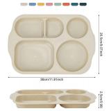 $16 12-Inch Unbreakable Divided Plates, 8-Pack Microwave & Dishwasher Safe Wheat Straw Plates, BPA-Free, 5-Compartment Portion Control Plates, Durable Dinnerware