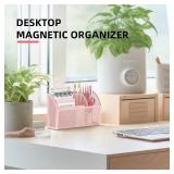 $13 DALTACK Magnetic Pencil Holder Shelf for the Whiteboard 3-Grid Mesh Pen Refrigerator Organizer Locker Accessories Home,School and Office,Pink (3-GridPink)