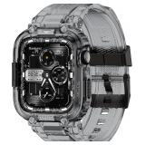 $19 amBand Compatible with Apple Watch Series 11/10 42mm Bands Case for Men Women, M1 Sport Rugged Protective Cover Tactical Strap Military Protector Bumper for iWatch Accessories - Crystal Black