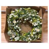 $29 Sggvecsy White Daisy Wreath 24 Inch with Fake Silk Floral Green Eucalyptus Leaves and Lavender for Spring Summer Front Door Window Wall Wedding Farmhouse Festival Decor