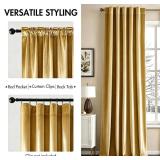 $42 MIULEE Velvet Curtains 96 inches - Luxury Curtains for Bedroom Living Room Room Darkening Thermal Insulated Super Soft Window Drapes Rod Pocket & Back Tab, Golden, W52 x L96 inches, 2 Panels