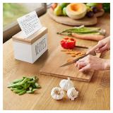 $14 Dahey Wooden Recipe Box White Recipe Organizer with 100 Recipe Cards and 6 Dividers, Recipe Card Holder Box Set with Lid and Slots to Write in Your Own Recipes for Cooking Lover Kitchen, 6.9'x4.3'