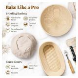 $32 BAVIFY Sourdough Starter Kit, Banneton Bread Proofing Baskets Set, Sourdough Bread Baking Supplies Making Tools with Dough Scraper, Whisk, Bread Lame, Recipe, 1 Round 1 Oval 1 Jar Gift Set