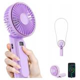 $13 TUNISE Portable Handheld Fan, 4000mAh, 180 Adjustable, 6 Speed Wind, USB Rechargeable Foldable Fan with Real-Time Electricity Display