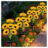 $31 Solar Lights Outdoor Garden Decor,4 Pack with 24 Sunflower Lights,Solar Flowers Lights Waterproof,Birthday Gifts for Mom Women Grandma,Outside Decorative Stakes Light for Landscape Yard Patio Lawn