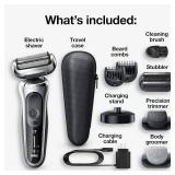 $180 Braun Series 7 7032cs Flex Electric Razor for Men, Wet & Dry, Electric Razor, Rechargeable, Cordless Foil Shaver with Beard Trimmer and Charging Stand, Silver