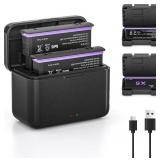 $47 2-Pack Battery and Fast Charger Box for Insta360 X5, 2800mAh Replacement Batteries Pack and Dual Channel Fast Charging Portable Case for Insta 360 X5 Action Camera(Battery*2 and Charger*1)
