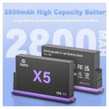 $47 2-Pack Battery and Fast Charger Box for Insta360 X5, 2800mAh Replacement Batteries Pack and Dual Channel Fast Charging Portable Case for Insta 360 X5 Action Camera(Battery*2 and Charger*1)