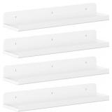 $12 Lifewit Floating Shelves for Bathroom, Acrylic Display Shelf Wall Mounted for Makeup, Skincare, Nail Polish, Book, 14' Perfume Organizer for Bedroom, Living Room, Nursery, Home Decor, White, 4 Pac