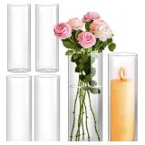 $35 Hurricane Candle Holder,Open Ended Glass Candleholder Multiple Size Choices,Clear Cylinder Glass Candle Holder for Wedding Centerpieces, Home Decor(6 PCS,H:12' D:4')