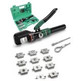 $50 10-Ton Hydraulic Wire Rope Crimping Tool,Hydraulic Swaging Tool, 11 Dies for 3/64'-3/16' Double Barrel Sleeves & Stainless Steel Cable Railing Terminals, Professional Rigging Swager