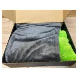 $26 KKV Full-Sized SUV Drying Towel, 48'x24' Dual Sided Microfiber Car Cleaning Towel with Twisting Yarn Technique, 1400GSM Super Absorbent, Scratch-Free, Machine Washable (Darkgray-GreenYellow)