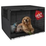 $31 Explore Land Dog Crate Cover Heavy Duty Polyester Pet Kennel Sunshade Universal Fit for 42 inches Wire Cage (Black)