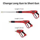 $30 Pressure Washer Gun with Replacement Extension Wand, Upgraded Power Washer Gun with 5 Spray Nozzle Tips, M22 Fitting, 37 Inch, 3000 PSI