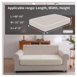 $21 OHSIO Sectional Couch Covers, Wear Resistant Stretch Sofa Covers Washable Soft Couch Cushion Covers Anti Slip Furniture Protector Sofa Slipcovers for Pets (1 Piece Loveseat Cover, Ivory)