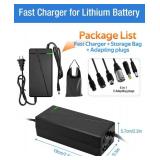 $35 54.6V 3A/5A Charger with 6 Plug Suitable for Various Lithium Batteries, Such as Lawn Mower and Wheelchair Lithium Batteries, etc. (5A 6Plug+Bag) (missing pieces)