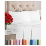 $24 King Size 4 Piece Sheet Set - Comfy Breathable & Cooling Sheets - Hotel Luxury Bed Sheets for Women & Men - Deep Pockets, Easy-Fit, Extra Soft and Wrinkle Free Sheets - White Oeko-Tex Bed Sheet Se