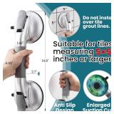 $59 TAILI Grab Bars for Bathtubs and Showers,2 Pack Shower Handles for Elderly Suction,Maximum 330lbs,Shower Bar with Upgraded Rubber Suction Cups,Safety Grip for Senior, No Drilling Removable,Silver