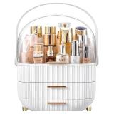 $22 Makeup Organizer Skincare Organizers - Cosmetic Display Cases with Transparent Cover, SkinCare Organizers for Bathroom Countertop, Bedroom Vanity Desk, Lipstick Organizer, White