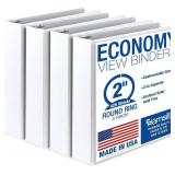 $20 Samsill 2 Inch 3 Ring Binders, Economy Round Ring, Clear View Cover, 425 Sheet Capacity - for School, Home, Office - White, 4 Pack