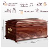 $46 Trupoint Memorials Wood Cremation Urns for Human Ashes, Casket for Humans, Decorative Burial Urn for Adult Men & Women   Large, Brown Rosewood