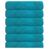 $30 KAHAF COLLECTION 100% Cotton Bath Towels, 24x48 Pack of 6 Towels, Quick Dry, Highly Absorbent, Soft Feel Towel, Gym, Spa, Bathroom, Shower, Pool, Luxury Soft Towels (Teal, KC-2448-6-TEAL)