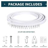 $17 Flexible Bendable Ceiling Curtain Track, 9.8ft (3m) Curved, PVC, Metal, Plastic & Stainless Steel, White, Ceiling Mounted