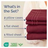 $23 Queen Size 4 Piece Sheet Set - Comfy Breathable & Cooling Sheets - Hotel Luxury Bed Sheets for Women & Men - Deep Pockets, Easy-Fit, Extra Soft & Wrinkle Free Sheets - Burgundy Oeko-Tex Bed Sheet 