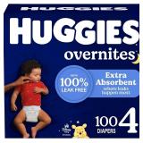 $43 Huggies Size 4 Overnites Baby Diapers: Overnight Diapers, Size 4 (22-37 lbs), 100 Ct, Packaging May Vary