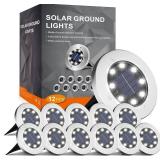 $27 INCX 4.6 inch Solar Lights Outdoor Waterproof,12 Pack Solar Lights for Outside, Solar Garden Lights Landscape Lighting for Patio Pathway Lawn Yard Deck Driveway Walkway, Cold White