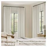 $59 Natural Linen 100% Black Out Curtains 86 Inches Long 2 Panels Set for Bedroom Cream Ivory Pinch Pleated Back Tab Thermal Insulated Energy Efficient Window Curtains Living Room High Ceiling Length