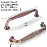 $34 khtumeware 10 Pack 5 Inch(128mm) Brushed Antique Copper Cabinet Pulls Vintage Cabinet Handles Heavy Duty Solid Cabinet Hardware for Cupboard Drawer Pulls Dresser Handle