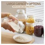 $28 ODBCYWM 51oz Glass Food Storage Jars with Airtight Lids, Set of 3   Clear Preserving Seal Wire Clip Fastening Canisters for Kitchen Canning, Flour, Cereal, Pasta, Sugar, Beans, Pickling Jars (51oz