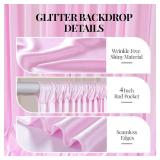 $27 10x10ft Pink Glitter Backdrop Curtain or Parties, Wrinkle Free Satin Photo Backdrop Drapes 2 Panels 5x10FT Shimmer Back Drop Cloth for Baby Shower Wedding Birthday Photography Background Decor