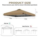 $42 10x10ft Canopy Replacement Top Cover with Air Vent, UV Protected & Waterproof Pop-up Canopy Roof, Adjustable Elastic Straps for Outdoor Patio Garden Sun Shade Tent (Frame not Include) (Khaki)