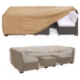 $23 Mrrihand Heavy Duty Patio Furniture Covers, Outdoor Furniture Covers Waterproof Sectional Sofa Set , Patio Table and Chair Set Cover 62'L 42'W 28'H,Brown