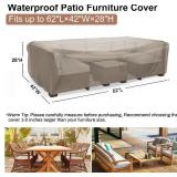 $23 Mrrihand Heavy Duty Patio Furniture Covers, Outdoor Furniture Covers Waterproof Sectional Sofa Set , Patio Table and Chair Set Cover 62'L 42'W 28'H,Brown