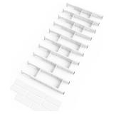 $70 SpaceAid Bamboo Drawer Dividers with Inserts and Labels, Kitchen Adjustable Drawer Organizers, Expandable Organization for Home, Office, Dressers, 10 Dividers with 24 Inserts (17'-22' White)