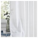 $47 Central Park White Pinch Pleated Sheer Curtain Panels Textured Window Treatment Drape Farmhouse Rustic for Living Room Bedroom, 40'x95'x2