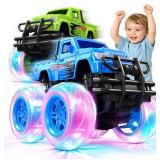 $15 iValea Monster Truck for Boy Age 3 Flip: Toy Cars for Toddlers 1-3,Trucks for Toddlers 2-4 Years,Blue Green Push Car,Light-up Wheels,Outdoor Toys for Kids Ages 3-5,Boys Cars,Jam Birthday Gift