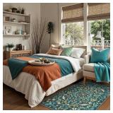 $37 Lahome Chloe Insect Botanical 3x5 Washable Kitchen Rugs for Entryway, Soft Green Bedroom Rug, Boho Floral Non Slip Indoor Throw Carpet for Bathroom Laundry Living Room(Dark Green,3x5)