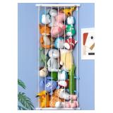$11 Corner Stuffed Animal Storage for Kids Room - Length Adjustable Wall Stuffed Animal Organizer - Plush Toy Holder Shelf for Nursery Playroom Bedroom (White)