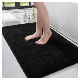 $20 LOCHAS Bathroom Rug 36x24 Inch, Soft Thick Absorbent Microfiber Bath Rugs for Bathroom, Machine Washable, Shaggy Plush Non Slip Bath Mat for Tub, Shower Floor, Quick Dry Mats, Black